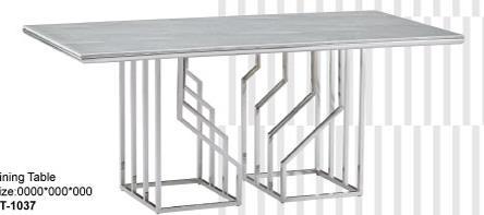 DKD Home Decor Mesa Comedor de Diseño Moderno Acero y Cristal, Acabado Blanco y Plateado, 90x180x75 cm