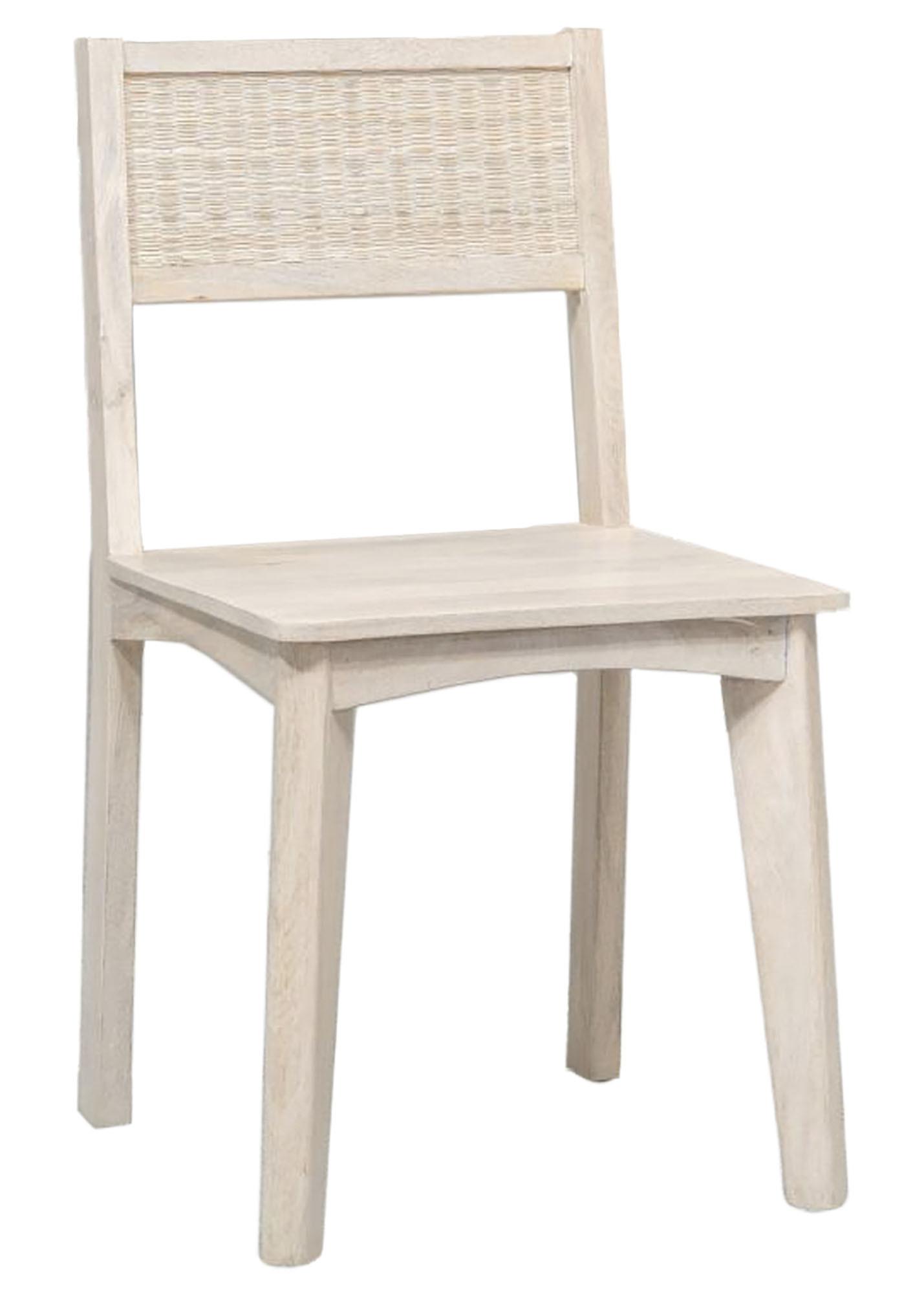 DKD Home Decor Silla Romántico Blanco Roto 45 x 85 x 45 cm (Pack de 2) Material Ratan y Mango
