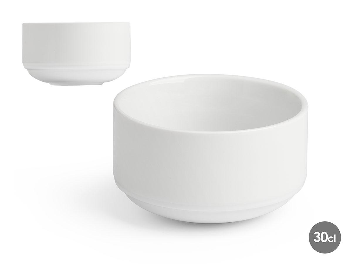 Vessia Bol Redondo de Porcelana Blanco 300 ml, 10,16 cm diámetro x 6 cm alto (48 Unidades)