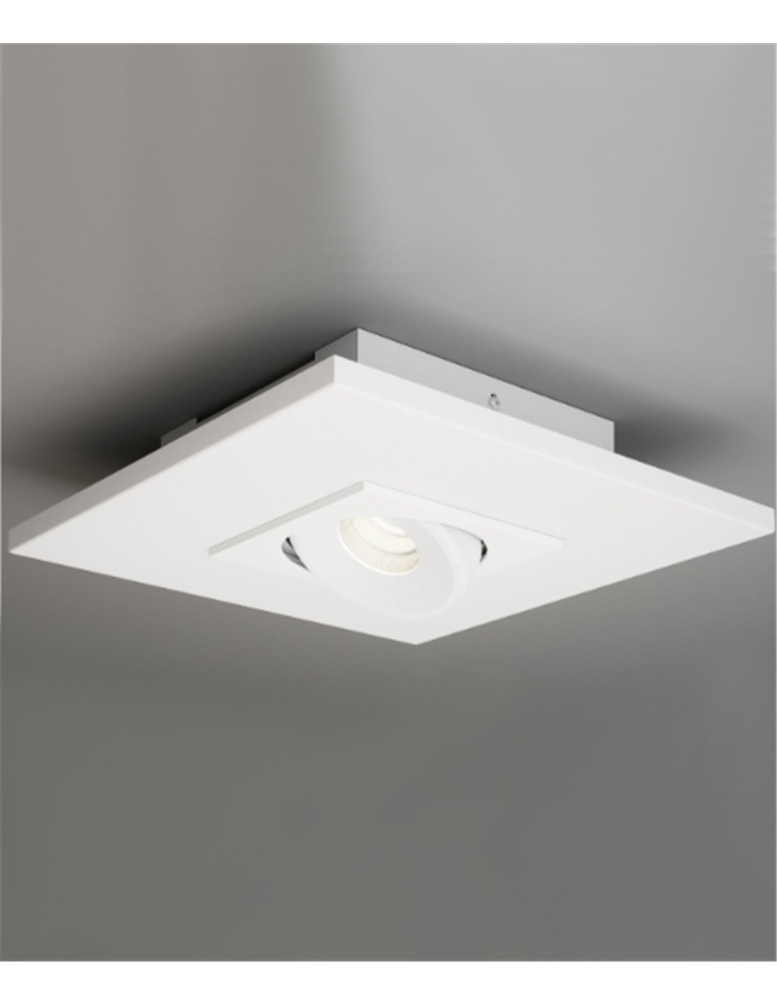 Plafón de techo Marc - Milán - Lámpara cuadrada con 2 luces orientables, acabado blanco