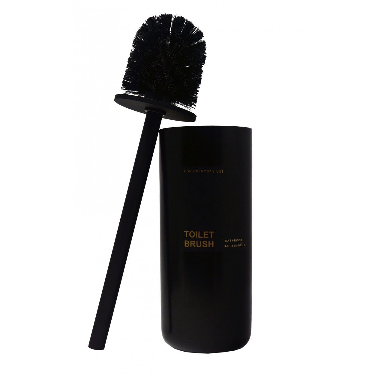 Escobillero de Resina Negro con tapa de Goma, con Diseño Limpio y Minimalista. 21,5cm ø9,2cm -Hogar y mas