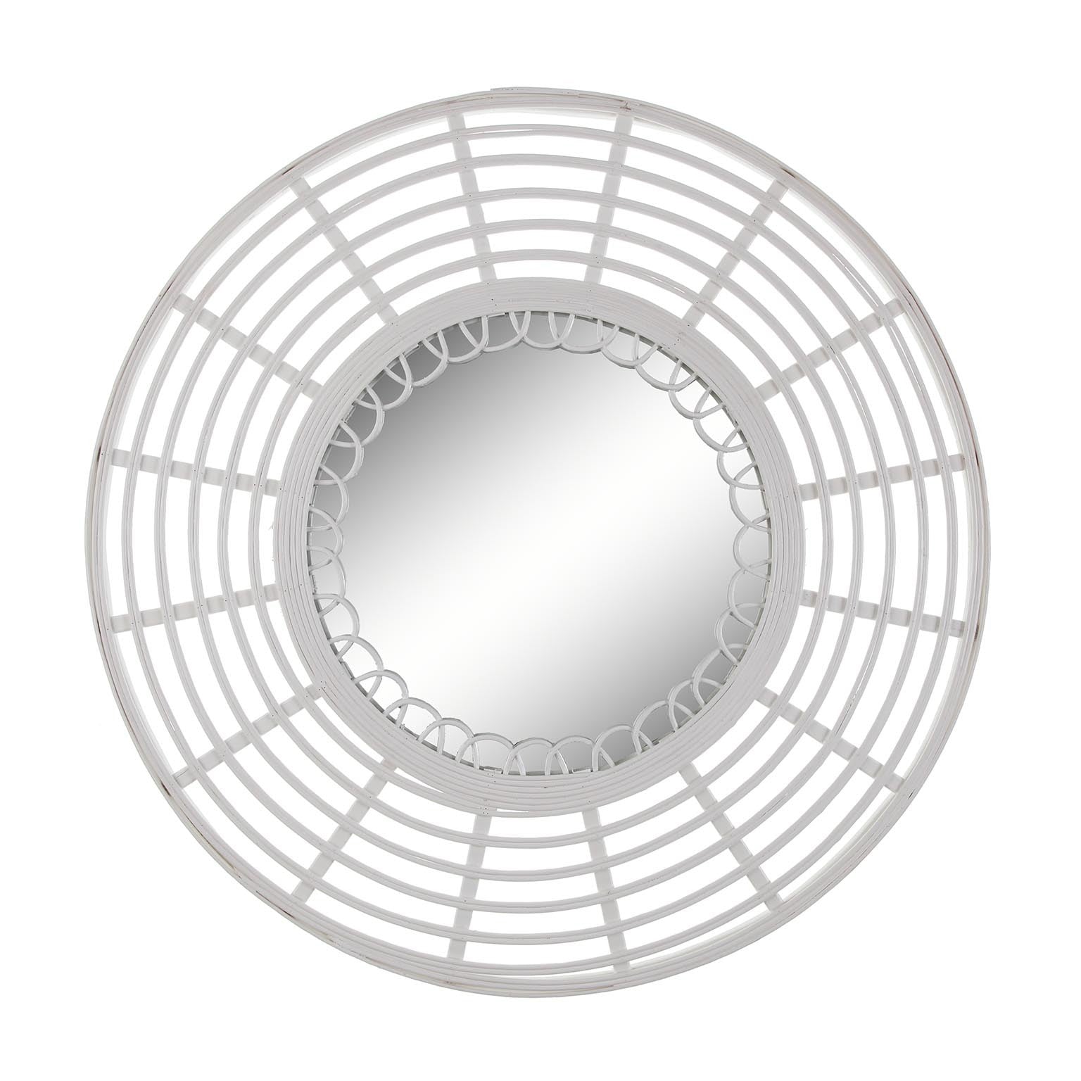 ESPEJO REDONDO BAMBU BLANCO