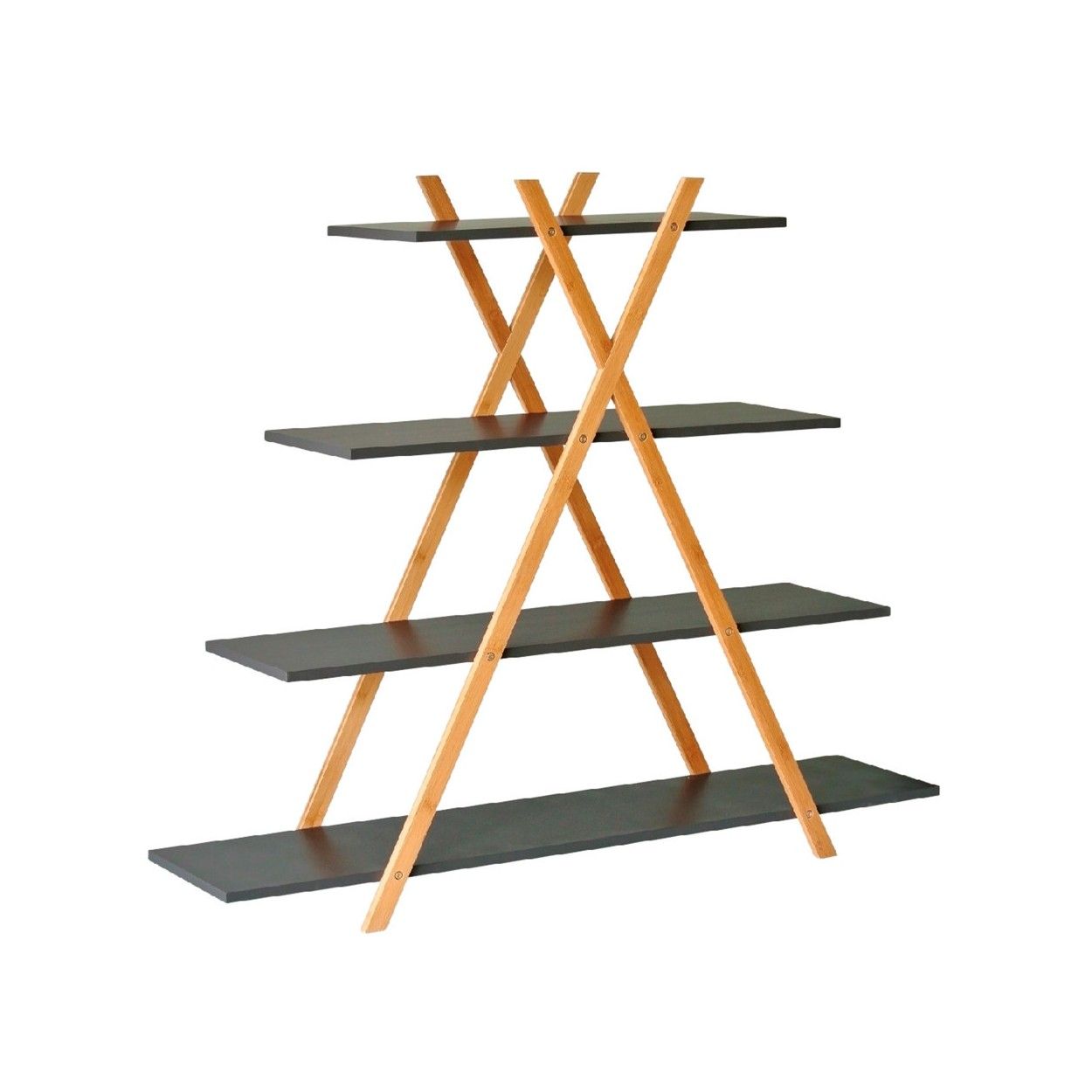 Estantería de bambú con baldas en color grises 120x33x102 cm