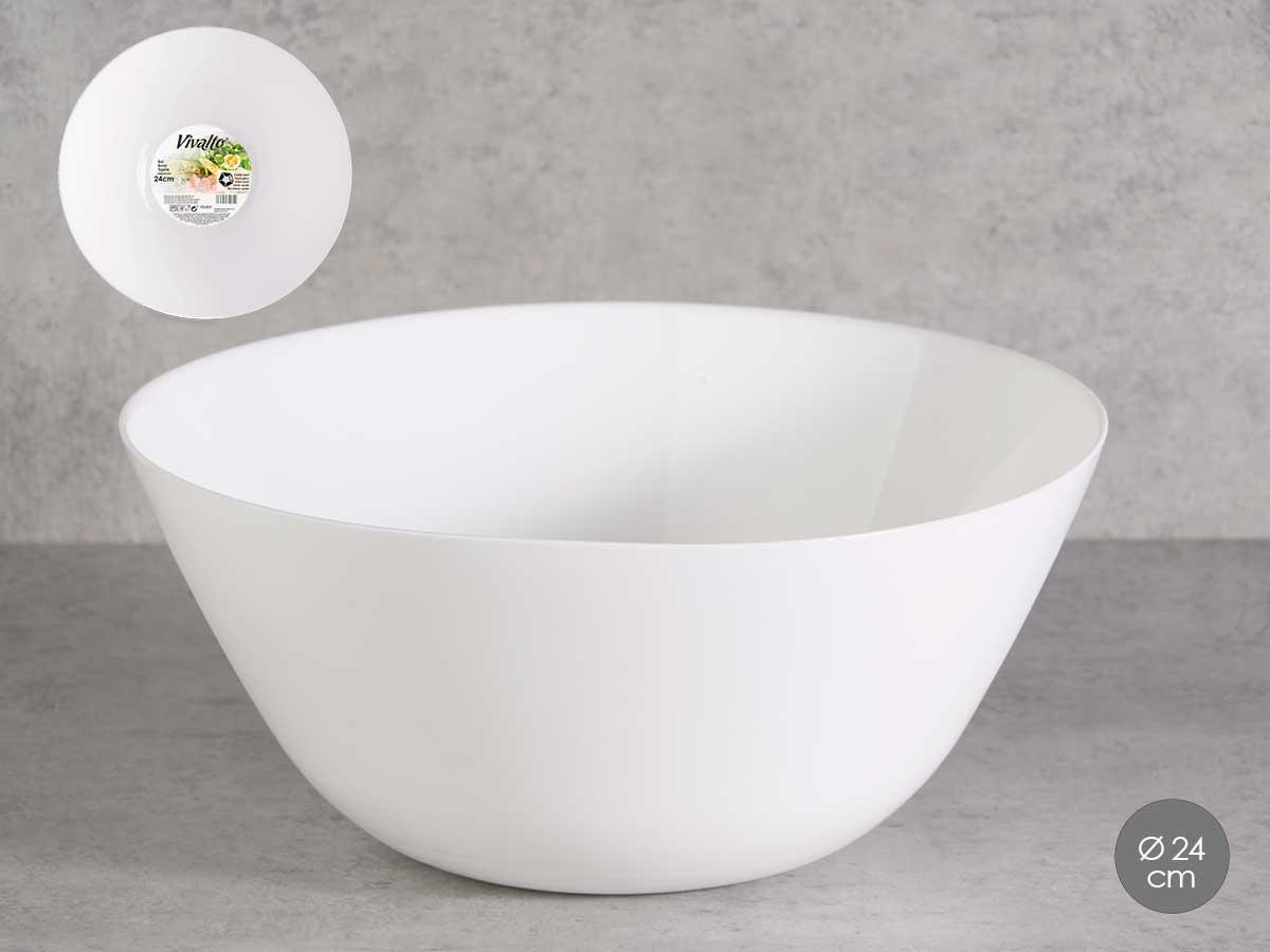 Vivalto Bol Opal Liso, Vidrio Opal Blanco, 24 cm (18 Unidades)