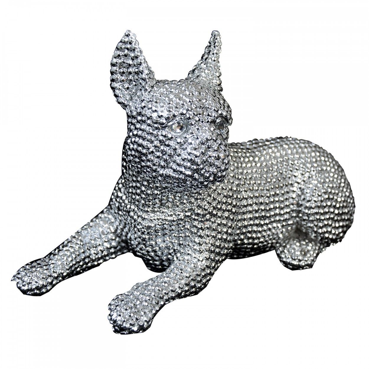 Figura de Perro original y elegante en color plateado Bull Dog  Edición Deluxe- Hogar y Más