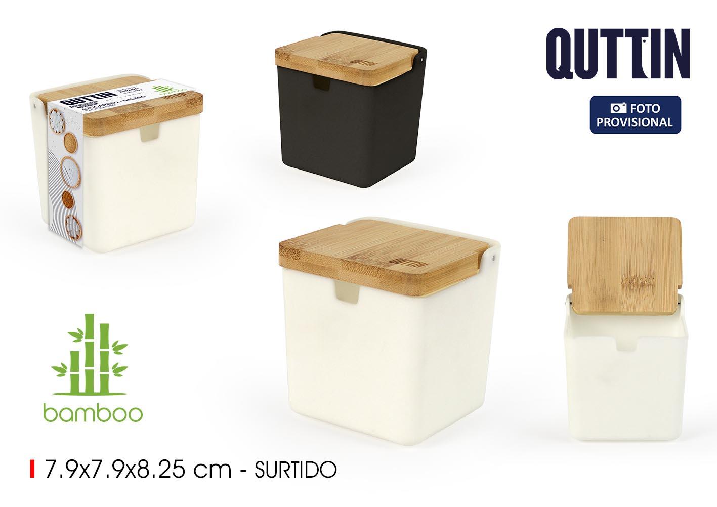 Quttin Dispensador de Azúcar y Sal con Tapa de Bambú - Ideal para Mesa de Cocina - 7,9 cm Ancho x 8,4 cm Alto (24 Unidades)