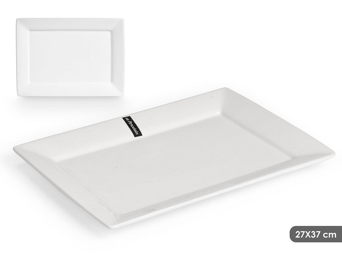 Vessia Bandeja Rectangular de Porcelana Blanca 36x25.3x3 cm (8 Unidades)