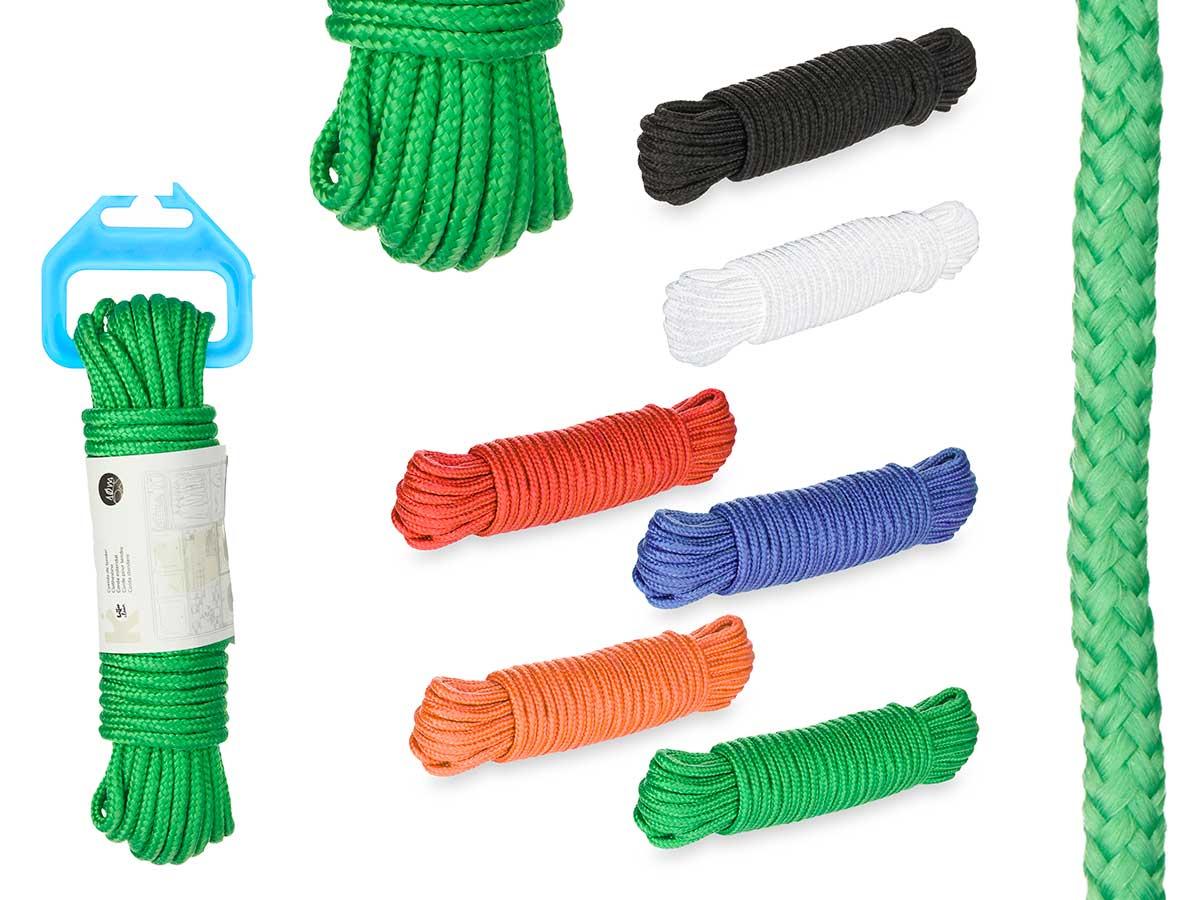 Arte Regal Cuerda para Tender de Plástico, 10 Metros, Surtido 6 Colores (Azul, Blanco, Naranja, Rojo, Verde, Negro), 4x1000x3 cm (24 Unidades)