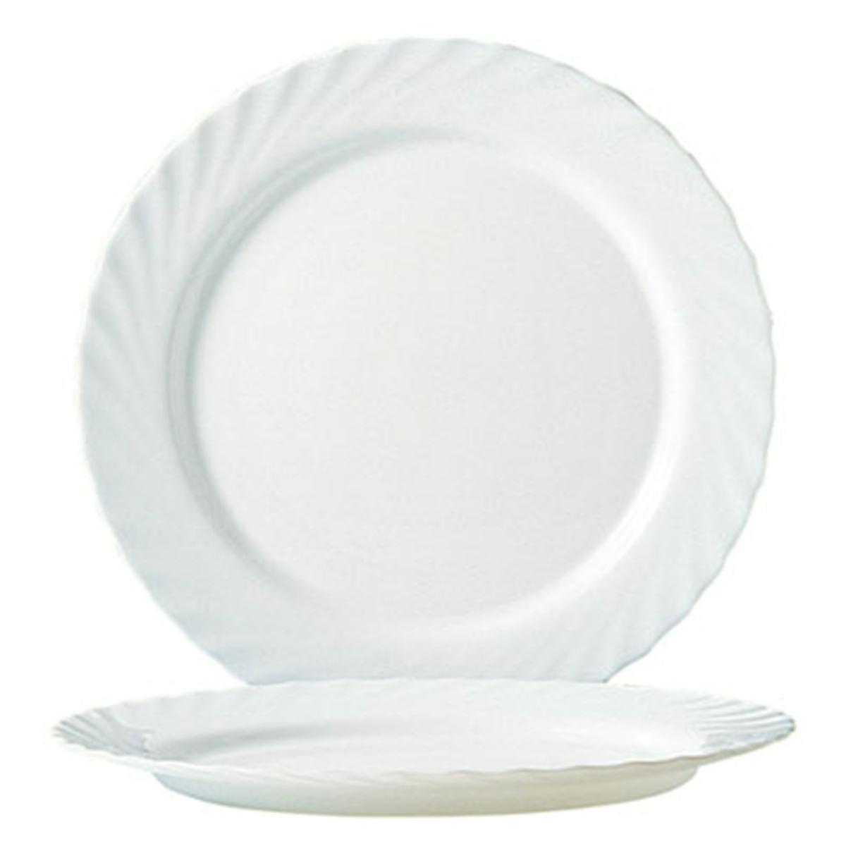 Arcoroc Plato Llano Trianon Opal Vidrio Templado Extra Resistente 24,5 cm Blanco Apilable, Apto Lavavajillas y Microondas