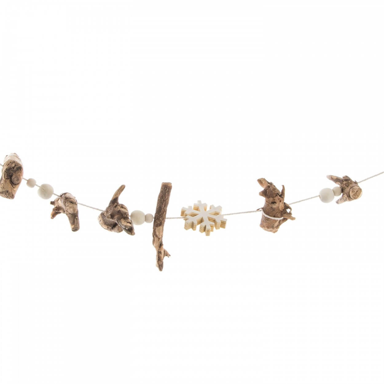 Guirnalda de madera natural con troncos. Edición rústica. Hogar y más.