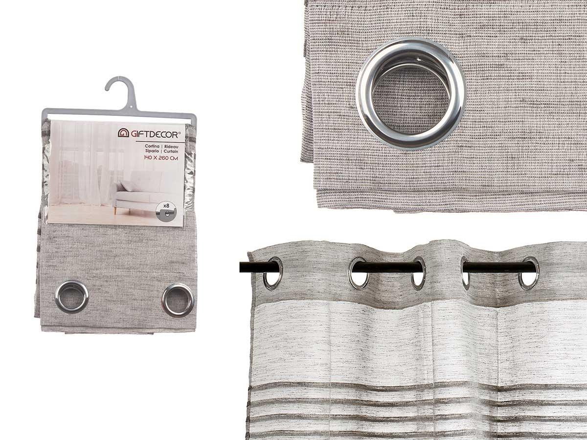 Giftdecor Cortina Plegable a Rayas Gris Oscuro 26x42x5 cm (6 Unidades)
