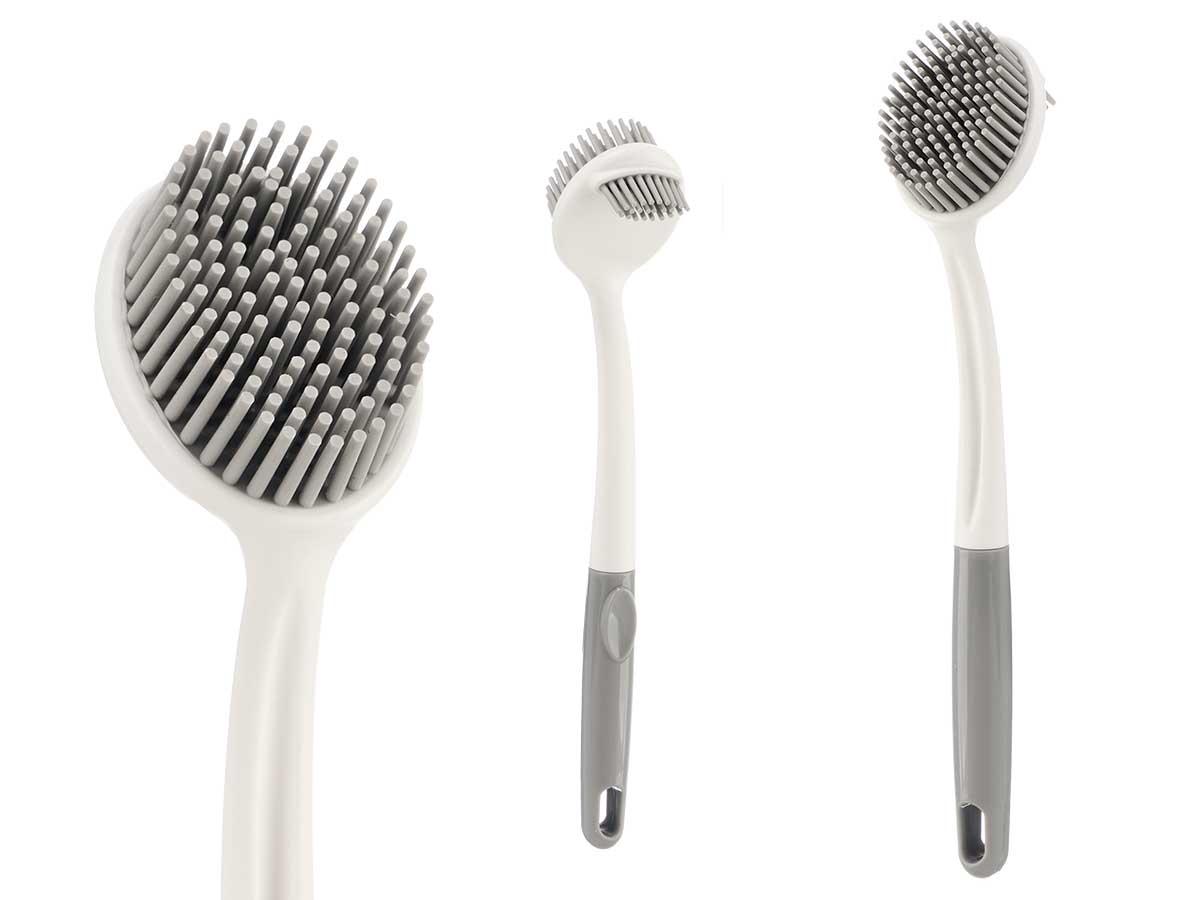 ARTE REGAL Cepillo de fregar con asa de silicona, plástico, blanco/gris, 28x6x5 cm (36 Unidades)