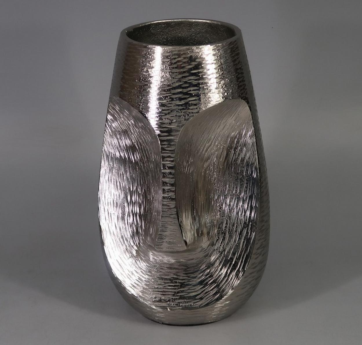 DKD Home Decor Jarrón Decorativo Moderno de Aluminio Plateado con Diseño de Cara 19 x 31 x 19 cm