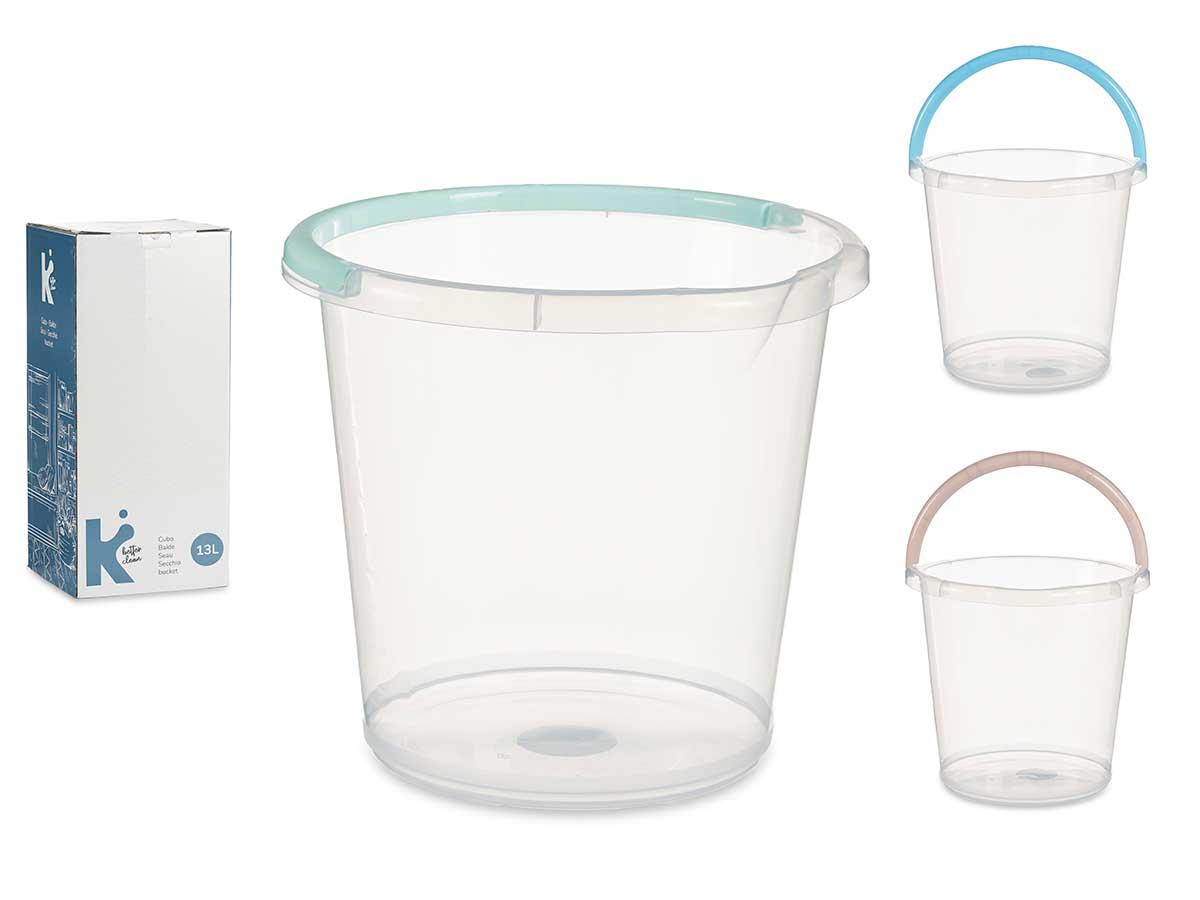 Arte Regal Cubo de Agua Transparente 13L con Asa, Colores Surtidos (Azul, Rosa, Verde), 31x29x32 cm (24 Unidades)