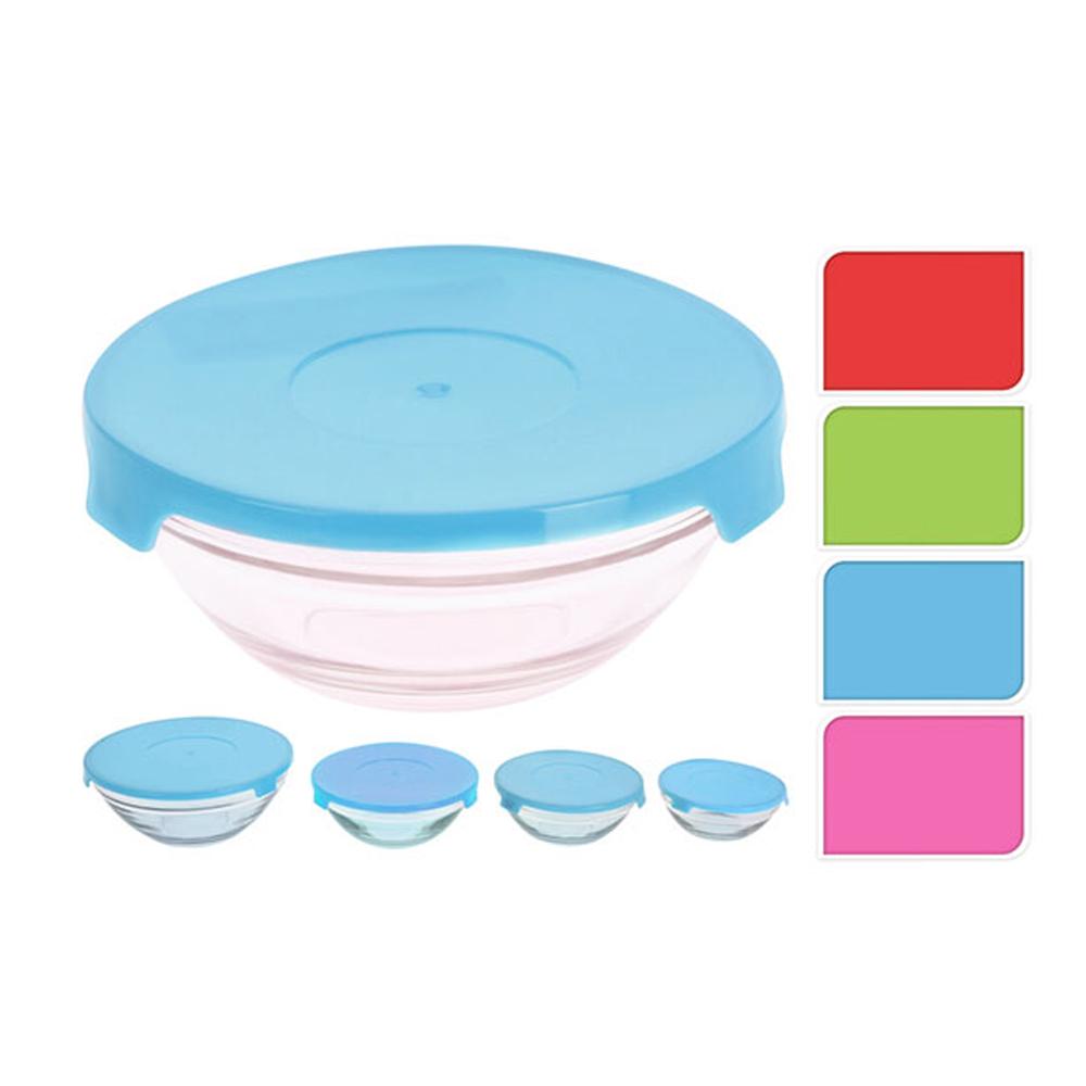 Set de 5 fiambreras de vidrio tipo bol, aptas para microondas y congelador - Colores surtidos (125ml, 200ml, 300ml, 450ml, 800ml)