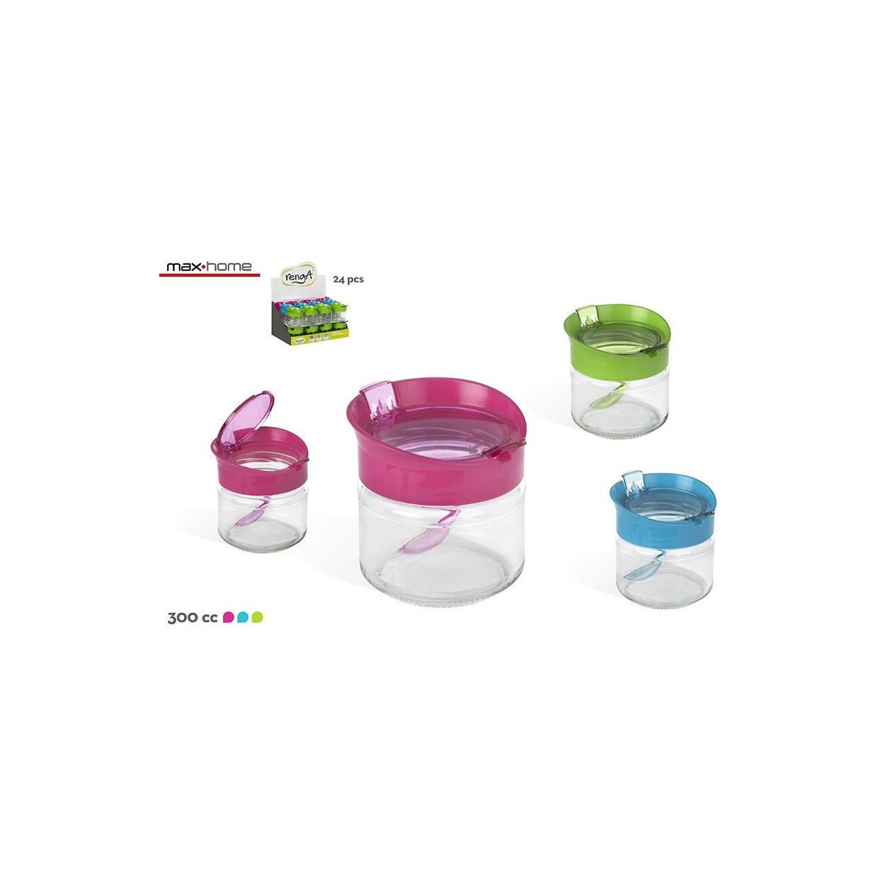 Hogar y Más - Azucarero moderno de cristal con cuchara en 3 colores Fashion Sugar