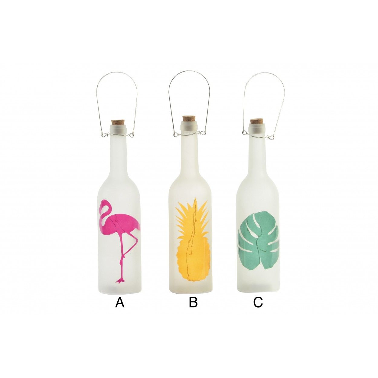 Hogar y más - Botella Decorativa Tropical con Leds. 3 modelos