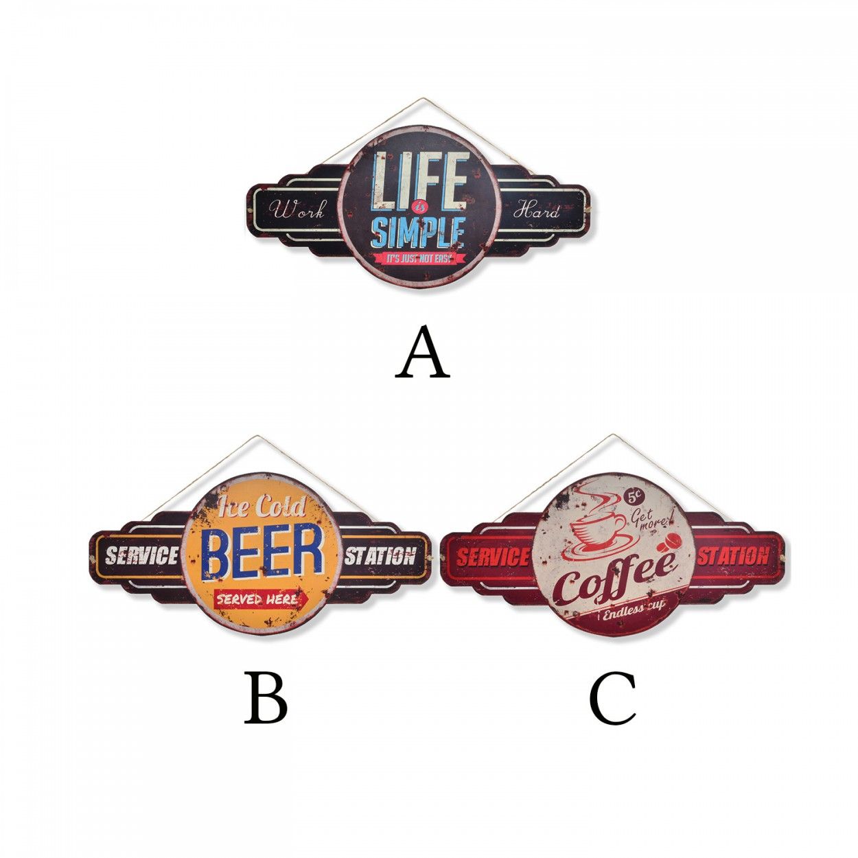 Hogar y más - Cuadro de metal para decorar la pared.  Edición vintage. Estilo industrial.