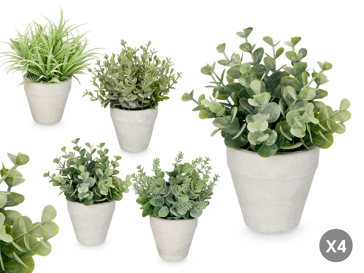 Ibergarden Maceta de Diseño Hojas Verdes Surtidas - Plástico, Cemento o Corcho Aleatorio - 18x20x15 cm (Ancho x Alto x Largo) (24 Unidades)