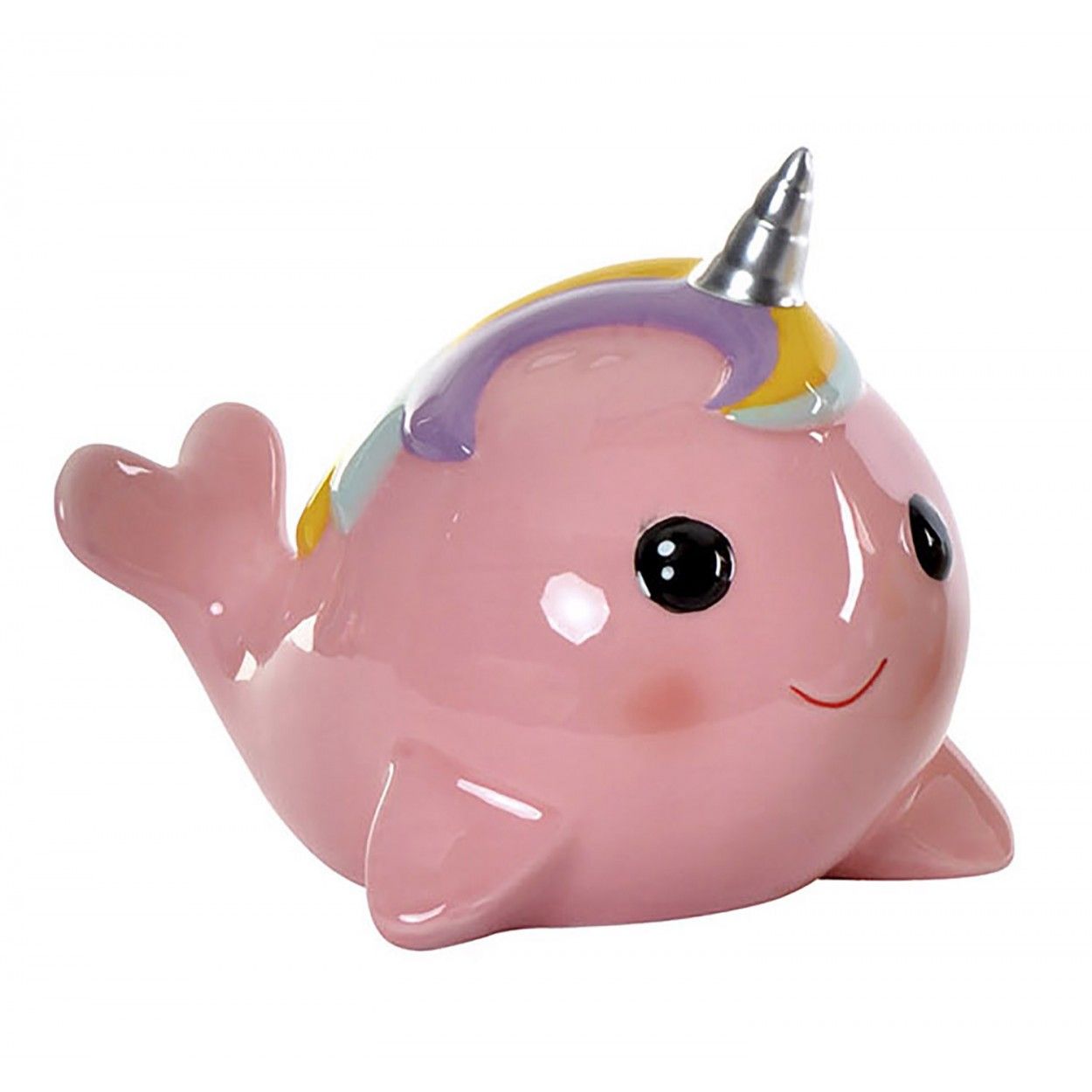 Hucha de Dolomite, con forma de Narval. Diseño de Animal Marino, con estilo Infantil (16,5cm X 14cm X 14cm) - Hogar y Más