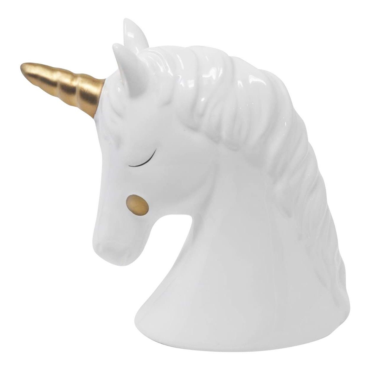 Hucha Unicornio Blanco con Dorado de Cerámica para Niñas. Huchas Infantiles, Figura de Unicornio Hucha Decoración 17,5x8x15 cm