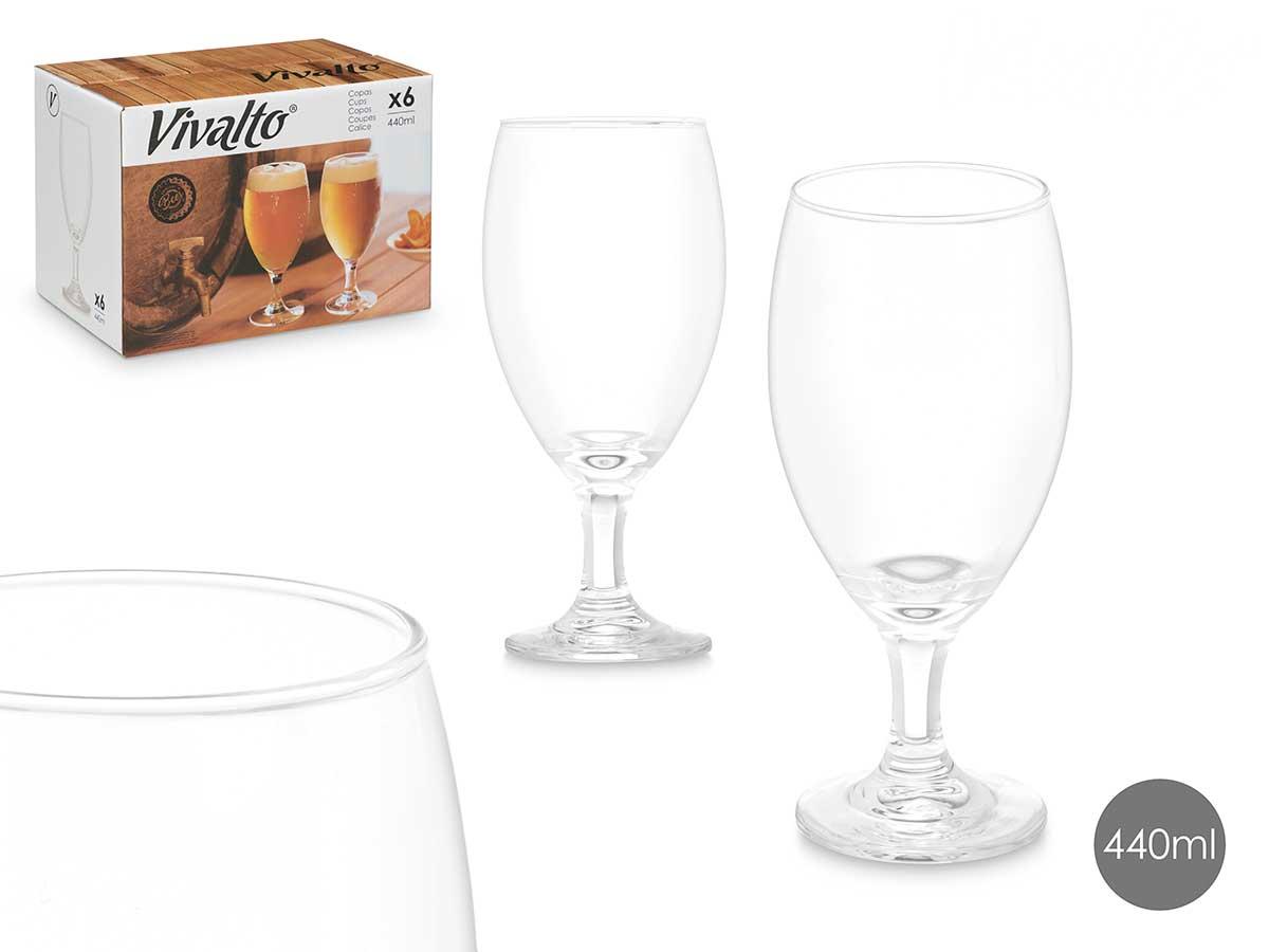 Vivalto Copa Cerveza 440 ml - Vidrio Transparente (24 Unidades)