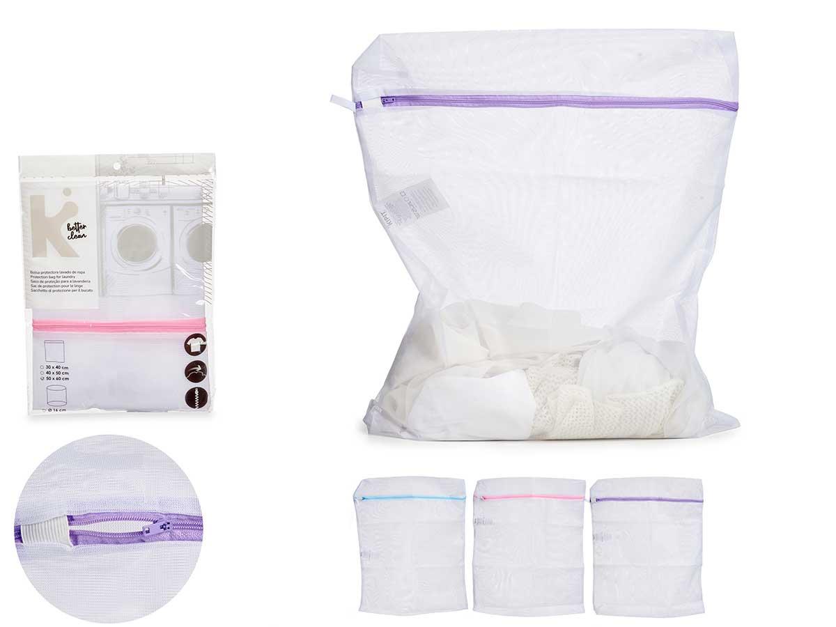 Kipit Bolsa de Lavadora de Poliéster, 50x60 cm, Colores Surtidos (Azul, Morado, Rosa) para Protección de Ropa Delicada (48 Unidades)