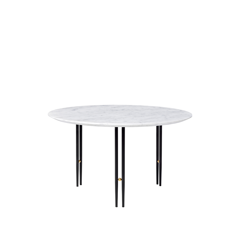 Mesa de centro IOI White carrara marble, ø70, base negra