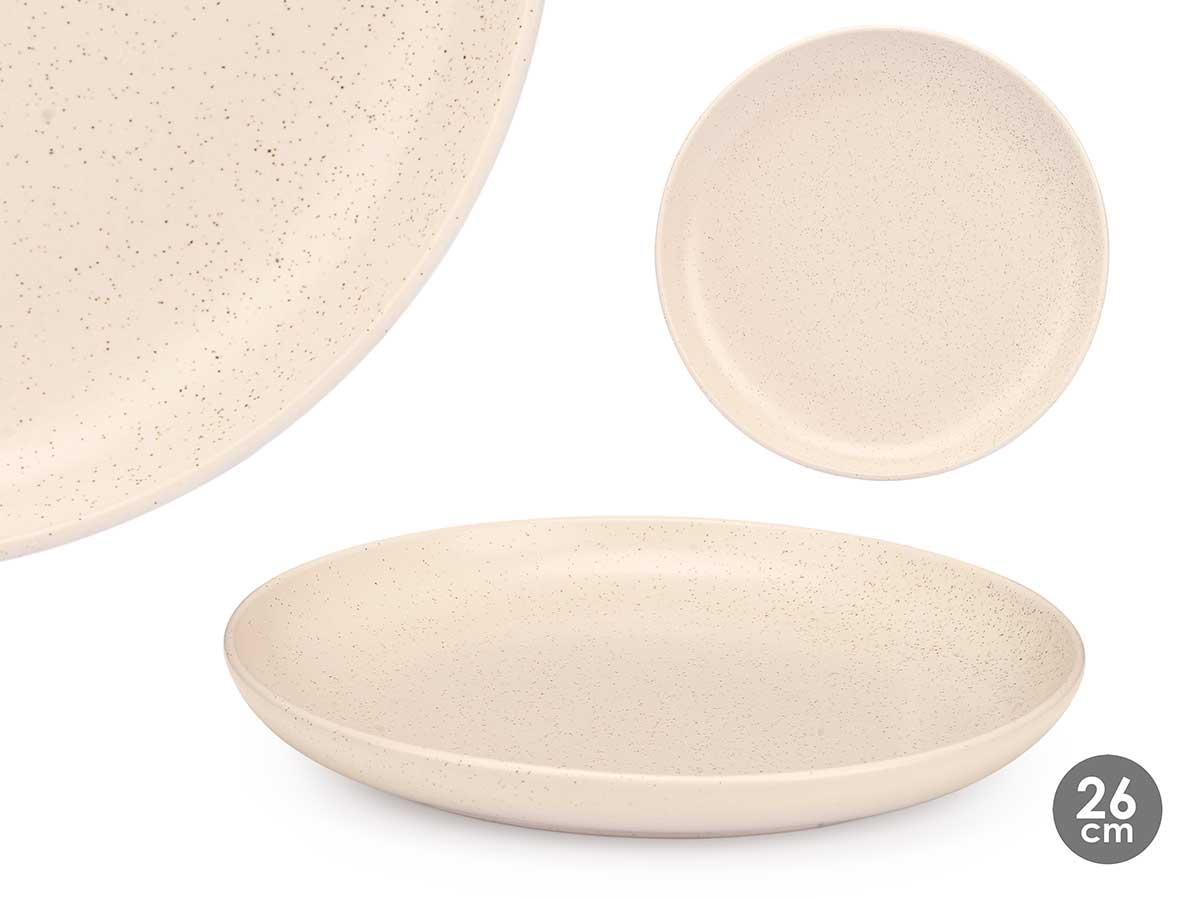 Vessia Plato Llano Moteado Crema 26 cm de Loza (24 Unidades)