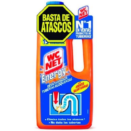 WC Net Gel Limpiador Desatascador de Tuberías Energy 1 L Botella - Elimina Olores Instantáneamente y Previene Residuos