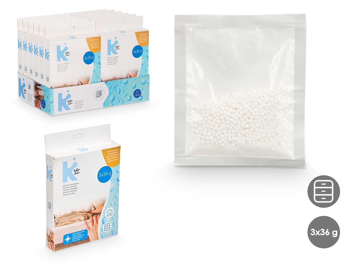 Arte Regal Set de 3 Bolsas Absorbentes de Humedad 12x19x2 cm, Azul y Transparente (24 Unidades)