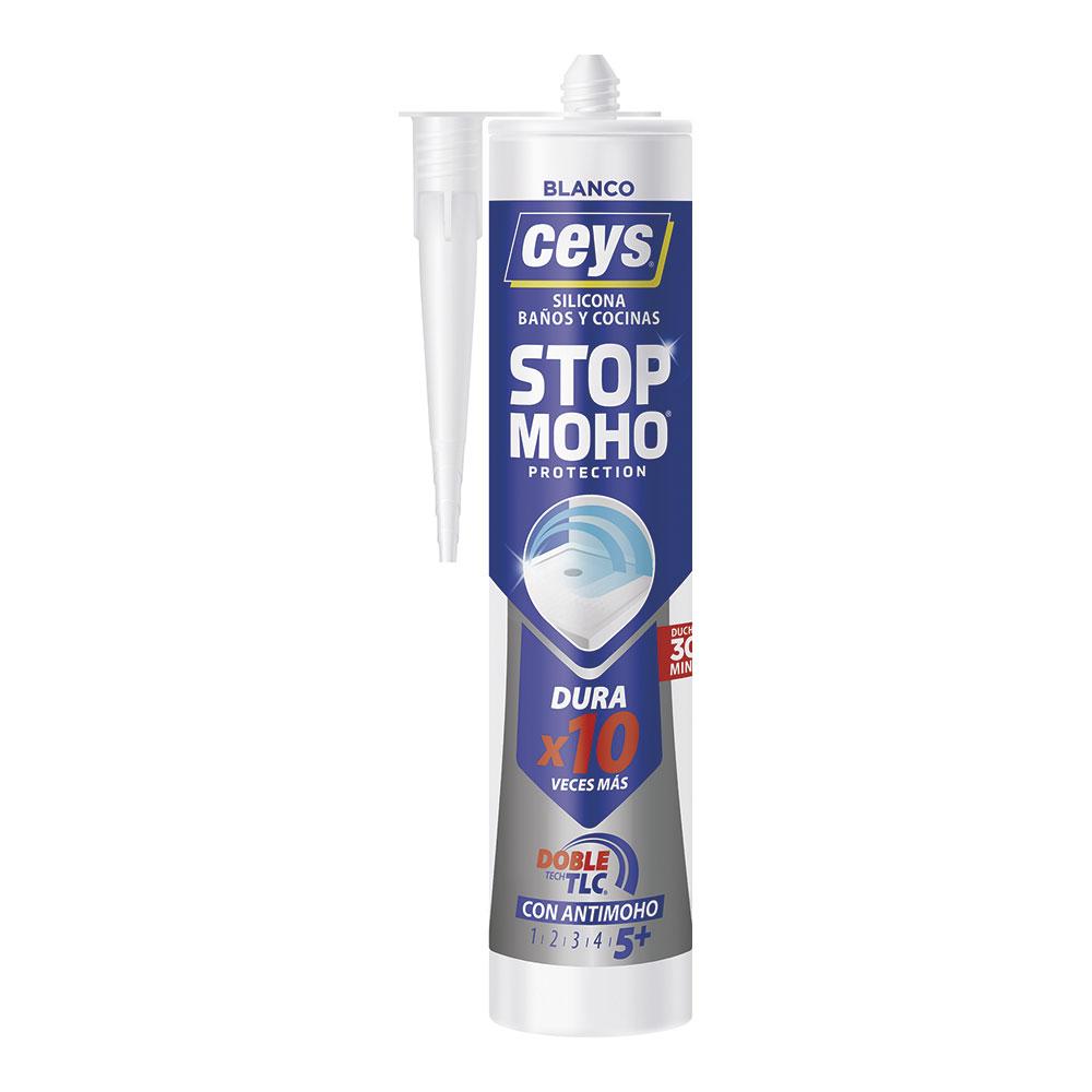 Ceys Silicona Antimoho x10 Blanco 280 ml para Baños y Cocinas, Secado Rápido 30 min