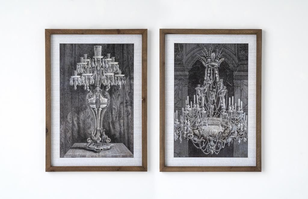 DKD Home Decor Pack de 2 Cuadros Neoclásicos Decorativos Negro y Blanco 70x50 cm para Hogar de Cristal y Madera de Abeto