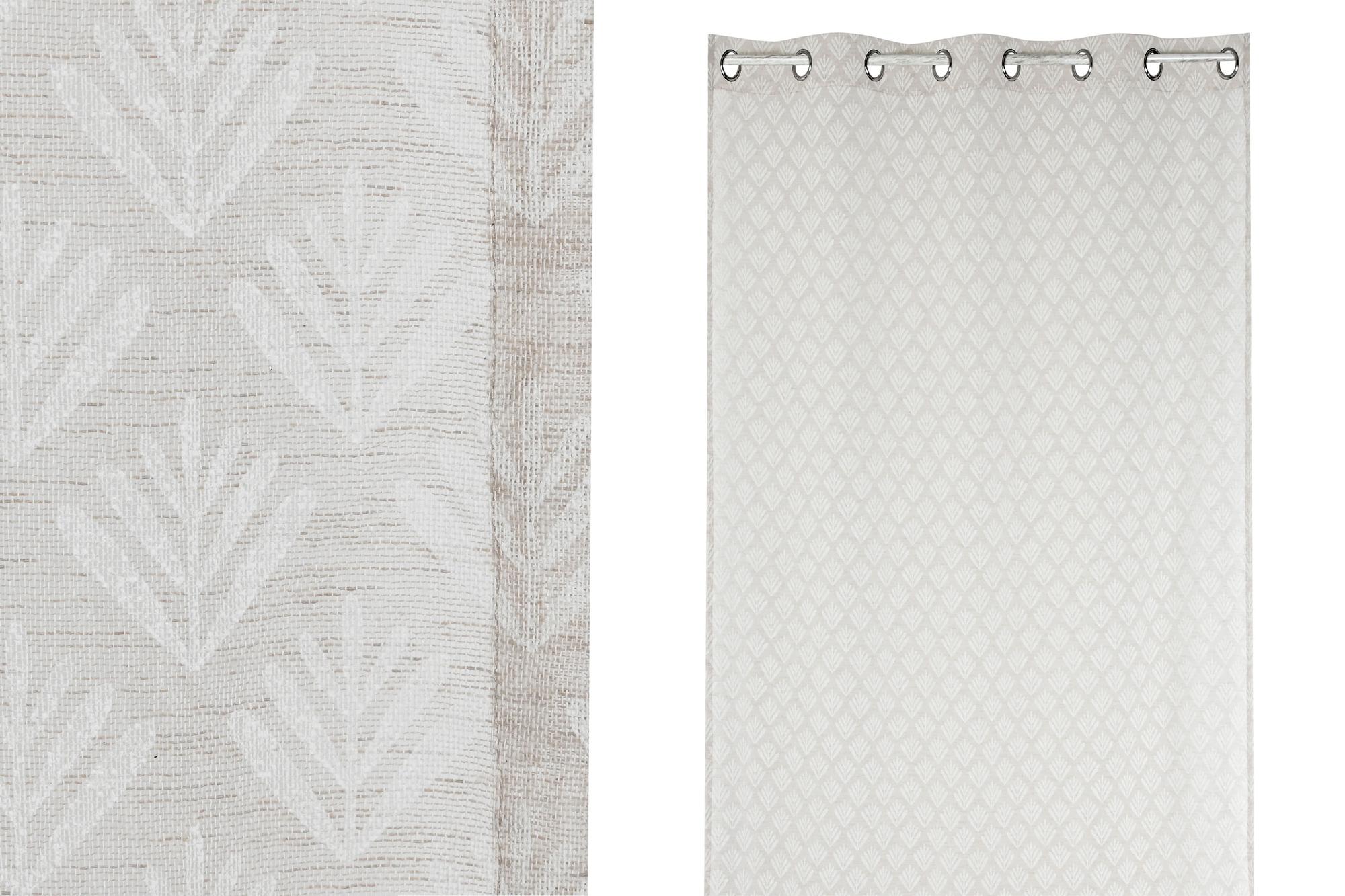 DKD Home Decor Cortina Romántica Impresa Poliéster Beige 260 x 140 cm (2 Unidades)