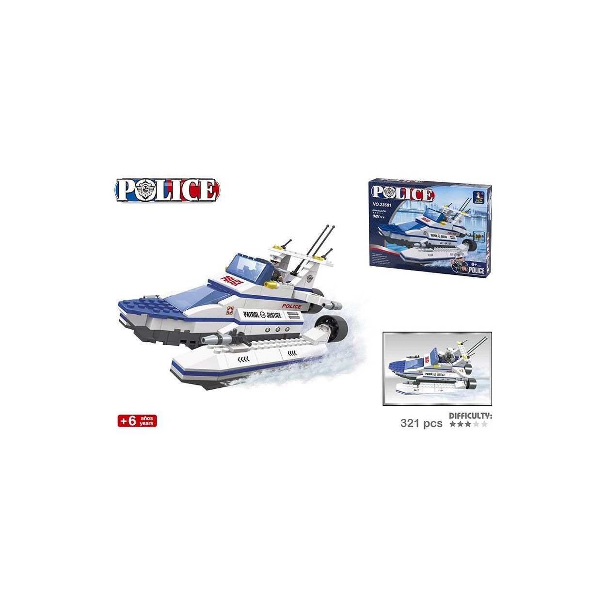 Juego de construcción de Policía Lancha de patrulla por piezas muy divertido Patrol Justice - Hogar y Más