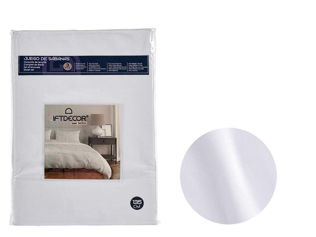 Giftdecor Set de 3 Sábanas 135 cm Blanco (12 Unidades)