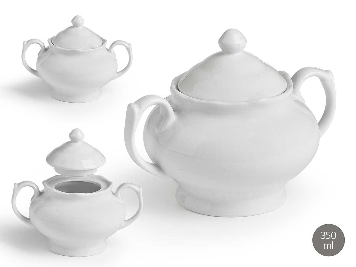 Vessia Azucarero con asa y tapa blanco 350 ml, porcelana, 11x11x14.5 cm (24 Unidades)