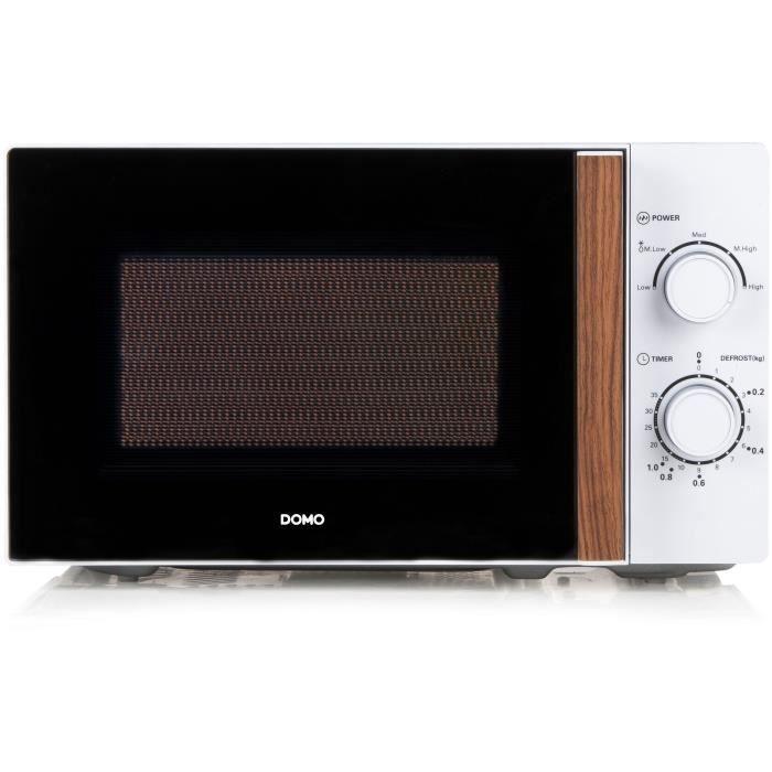 Domo DOM1692589338598 Horno microondas DO2720 20L 700W Temporizador 35 min Descongelación L44xP35.8xH25.8cm Blanco madera
