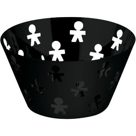 Alessi AKK05 B Cesto Redondo Girotondo Acero y Resina Negro 23cm