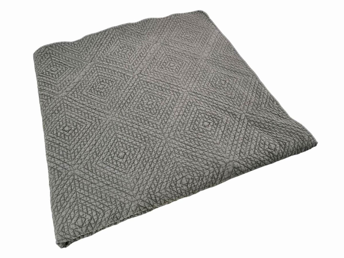DKD Home Decor 1c24 Colcha Cottage de Poliéster Gris Claro 260 x 180 cm (2 Unidades)