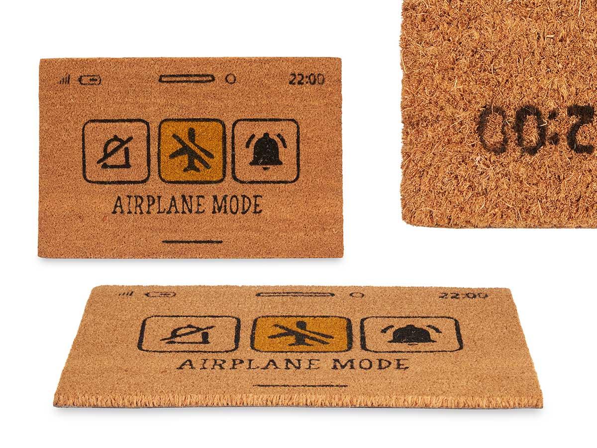 Giftdecor Felpudo Airplane Mode 60x40 cm - Fibra de coco y PVC, Colores Natural, Negro, Amarillo (12 Unidades)