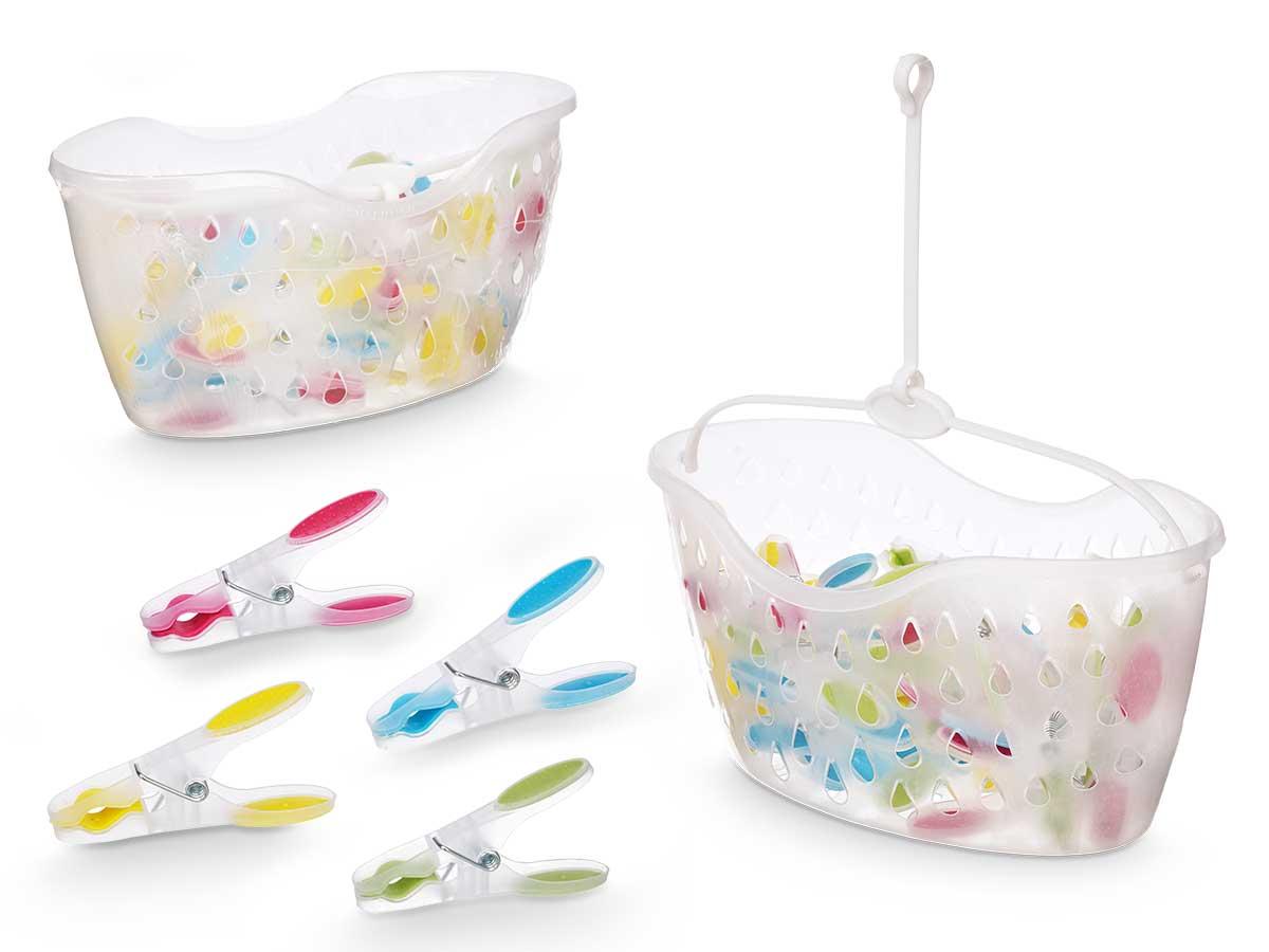 Arte Regal Cesta 24 Pinzas de Silicona Multicolor, 24x11.5x12 cm (24 Unidades)