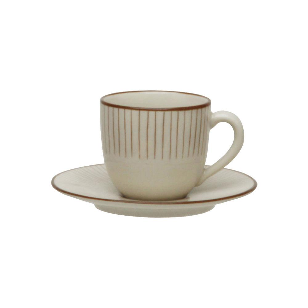 Avet Taza Café Con Plato Stoneware Colección Radial 120 ml (6 Unidades)