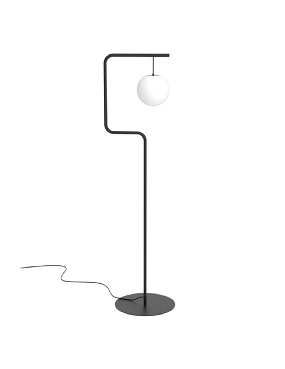 Lámpara de pie Zig – Pujol – Lámpara de salón tipo bola, Acabado negro, 163 cm