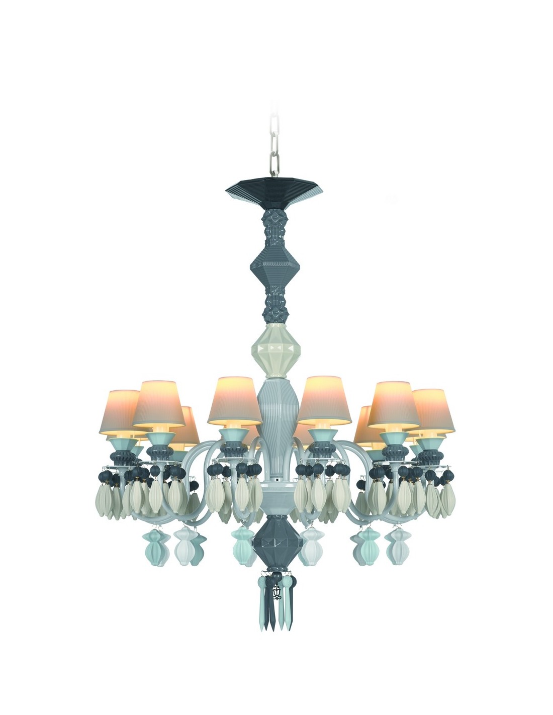 Lámpara de techo de araña de porcelana en blanco y negro – Chandelier Negro 12, 24, 40 brazos – Lladró