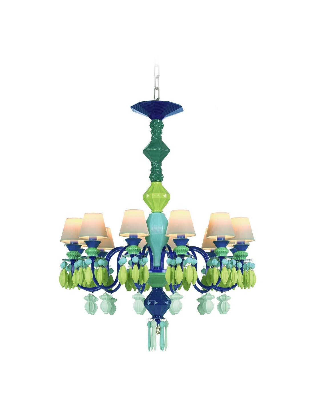 Lámpara de techo de araña de porcelana verde – Chandelier 12, 24, 40 brazos – Lladró