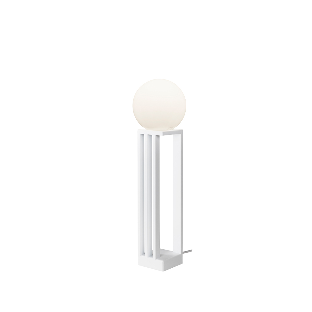 Lámpara de mesa Libreria Estructura blanca, vidrio opal blanco