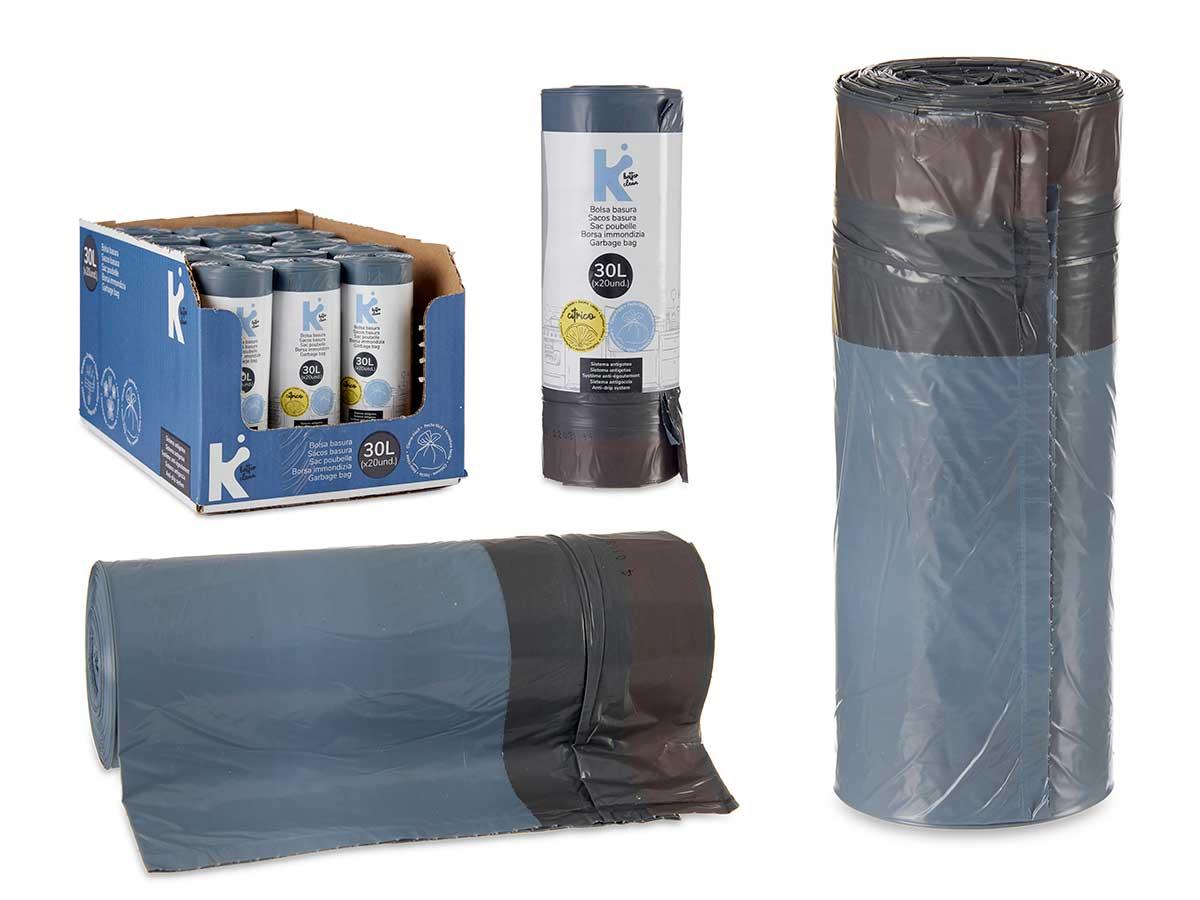 Arte Regal Bolsa Basura Autocierre Perfumada 30L 20Uds Gris - Perfume Limón, Sistema Antigoteo, Tricapa, 20% Material Reciclado (15 Unidades)