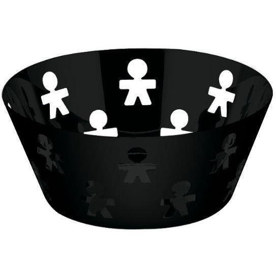 Alessi AKK04 B Cesto Redondo Girotondo Acero y Resina Negro 20.5cm para Pan