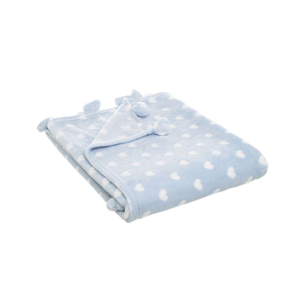 Manta de sofa calentita y agradable de franela azul con estampado de corazones Love - Hogar y Más